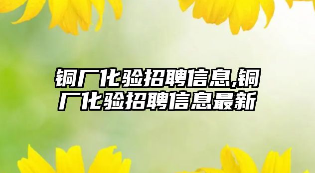 銅廠化驗(yàn)招聘信息,銅廠化驗(yàn)招聘信息最新