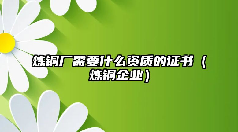 煉銅廠需要什么資質(zhì)的證書（煉銅企業(yè)）