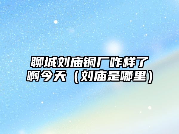 聊城劉廟銅廠咋樣了啊今天（劉廟是哪里）