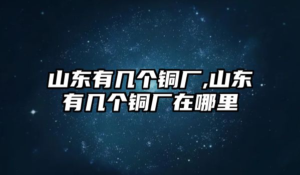 山東有幾個(gè)銅廠,山東有幾個(gè)銅廠在哪里