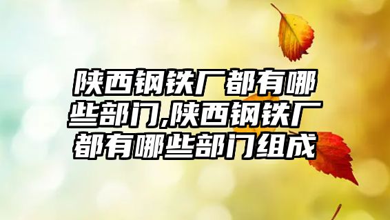 陜西鋼鐵廠都有哪些部門,陜西鋼鐵廠都有哪些部門組成