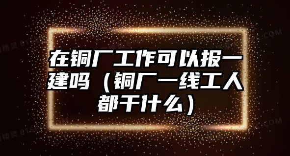 在銅廠工作可以報一建嗎（銅廠一線工人都干什么）