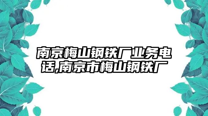 南京梅山鋼鐵廠業(yè)務(wù)電話,南京市梅山鋼鐵廠