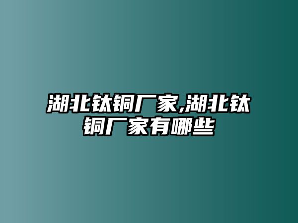 湖北鈦銅廠家,湖北鈦銅廠家有哪些