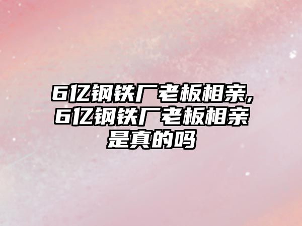 6億鋼鐵廠老板相親,6億鋼鐵廠老板相親是真的嗎