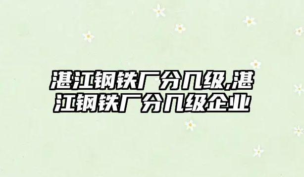 湛江鋼鐵廠分幾級(jí),湛江鋼鐵廠分幾級(jí)企業(yè)