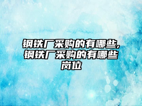 鋼鐵廠采購的有哪些,鋼鐵廠采購的有哪些崗位