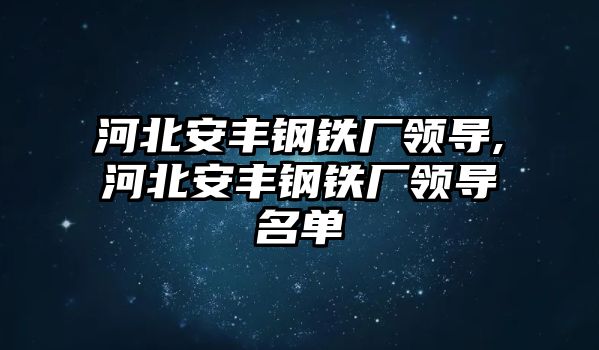 河北安豐鋼鐵廠領導,河北安豐鋼鐵廠領導名單