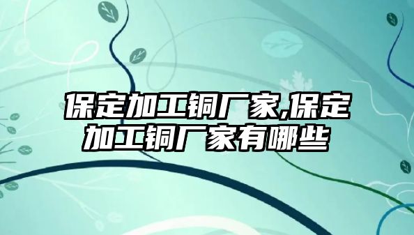 保定加工銅廠家,保定加工銅廠家有哪些