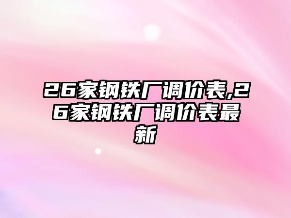 26家鋼鐵廠調(diào)價表,26家鋼鐵廠調(diào)價表最新