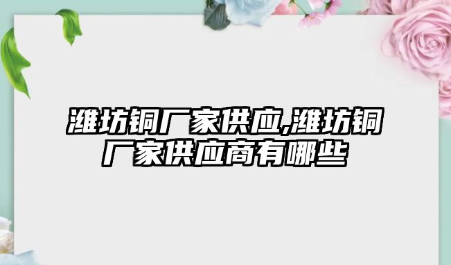 濰坊銅廠家供應,濰坊銅廠家供應商有哪些