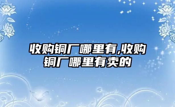 收購銅廠哪里有,收購銅廠哪里有賣的