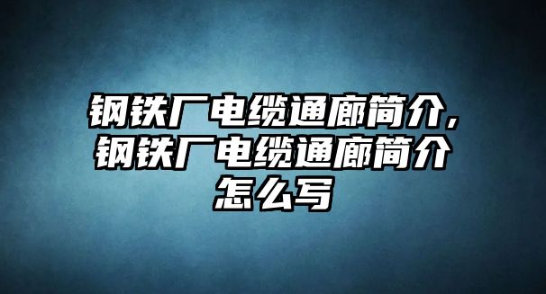 鋼鐵廠電纜通廊簡介,鋼鐵廠電纜通廊簡介怎么寫