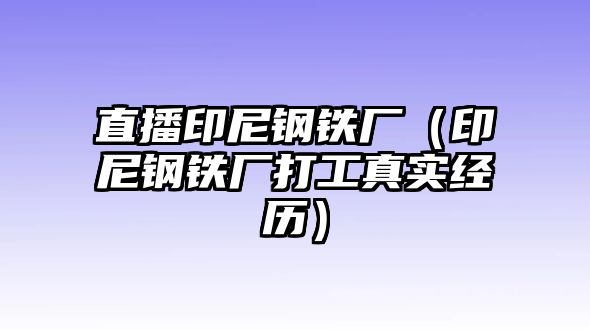 直播印尼鋼鐵廠（印尼鋼鐵廠打工真實(shí)經(jīng)歷）