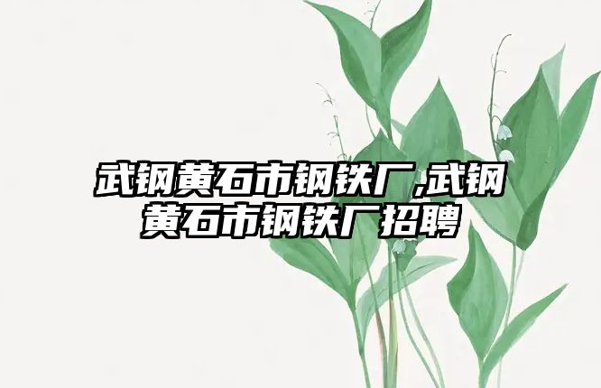 武鋼黃石市鋼鐵廠,武鋼黃石市鋼鐵廠招聘