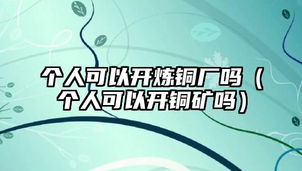 個(gè)人可以開(kāi)煉銅廠嗎（個(gè)人可以開(kāi)銅礦嗎）