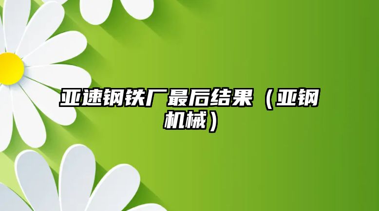 亞速鋼鐵廠最后結(jié)果（亞鋼機(jī)械）