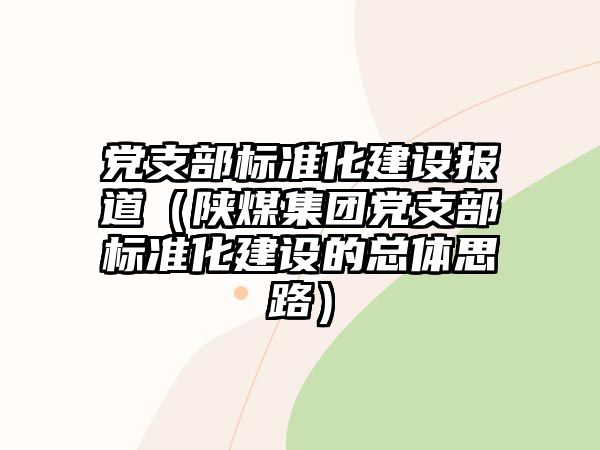 黨支部標(biāo)準(zhǔn)化建設(shè)報(bào)道（陜煤集團(tuán)黨支部標(biāo)準(zhǔn)化建設(shè)的總體思路）