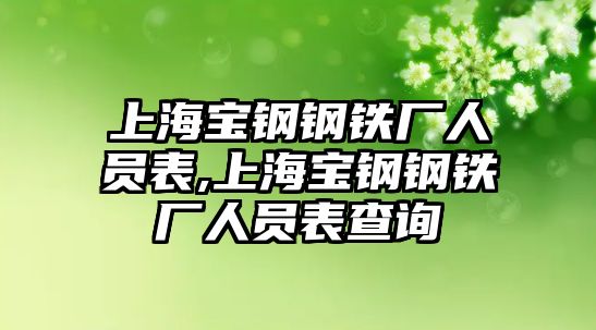 上海寶鋼鋼鐵廠人員表,上海寶鋼鋼鐵廠人員表查詢