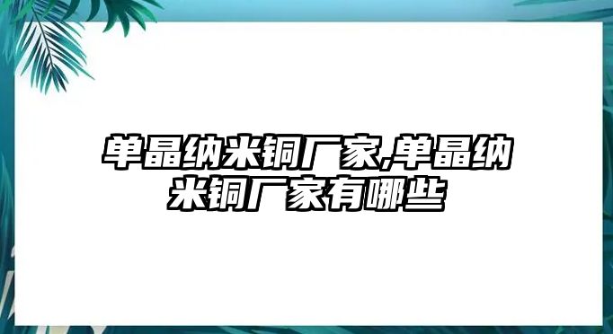 單晶納米銅廠家,單晶納米銅廠家有哪些