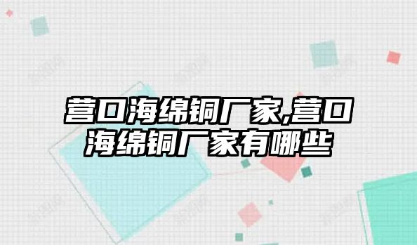 營(yíng)口海綿銅廠家,營(yíng)口海綿銅廠家有哪些