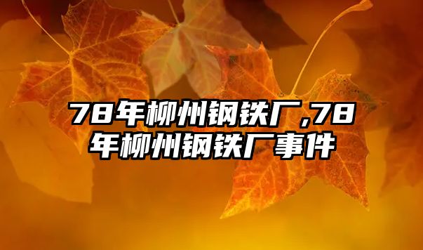 78年柳州鋼鐵廠,78年柳州鋼鐵廠事件