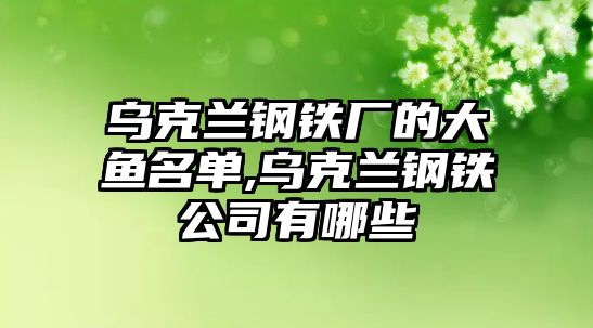 烏克蘭鋼鐵廠的大魚名單,烏克蘭鋼鐵公司有哪些