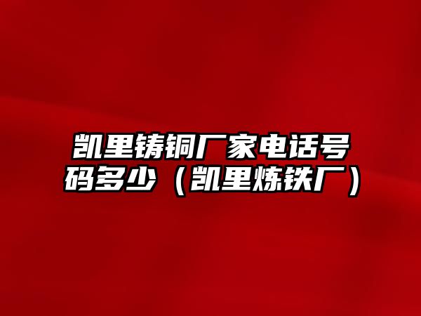 凱里鑄銅廠家電話號(hào)碼多少（凱里煉鐵廠）