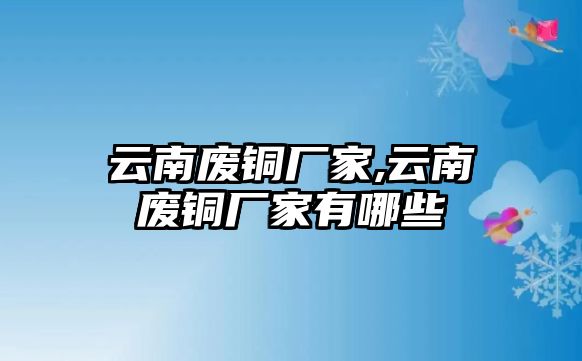 云南廢銅廠家,云南廢銅廠家有哪些