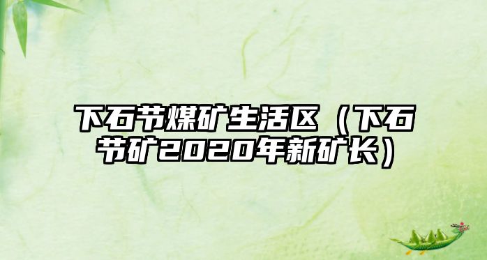 下石節(jié)煤礦生活區(qū)（下石節(jié)礦2020年新礦長）