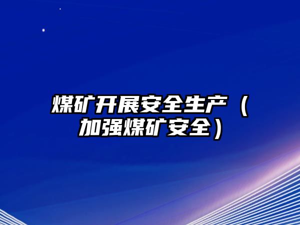 煤礦開展安全生產(chǎn)（加強(qiáng)煤礦安全）