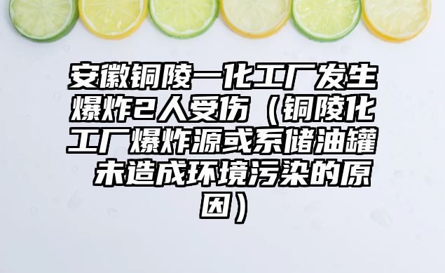 安徽銅陵一化工廠發(fā)生爆炸2人受傷（銅陵化工廠爆炸源或系儲油罐 未造成環(huán)境污染的原因）