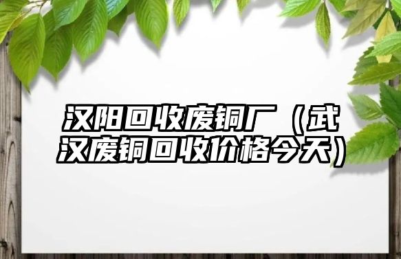 漢陽回收廢銅廠（武漢廢銅回收價格今天）