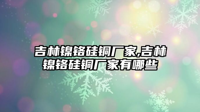 吉林鎳鉻硅銅廠家,吉林鎳鉻硅銅廠家有哪些