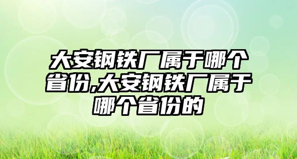 大安鋼鐵廠屬于哪個省份,大安鋼鐵廠屬于哪個省份的