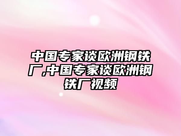 中國專家談歐洲鋼鐵廠,中國專家談歐洲鋼鐵廠視頻