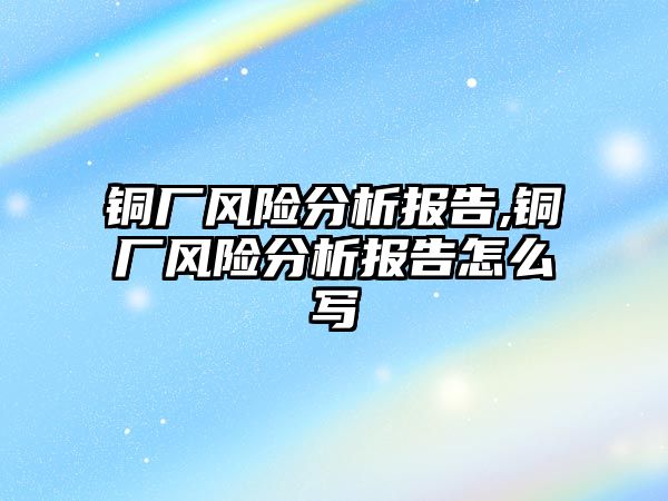 銅廠風險分析報告,銅廠風險分析報告怎么寫