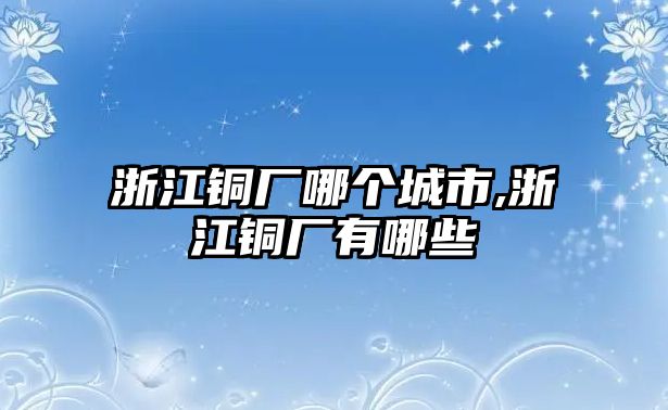 浙江銅廠哪個城市,浙江銅廠有哪些