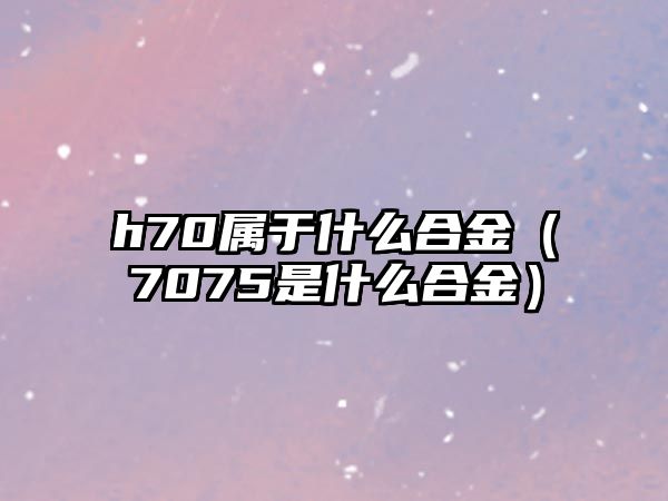 h70屬于什么合金（7075是什么合金）