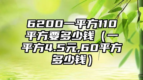 6200一平方110平方要多少錢(qián)（一平方4.5元,60平方多少錢(qián)）