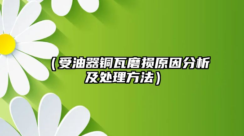 （受油器銅瓦磨損原因分析及處理方法）