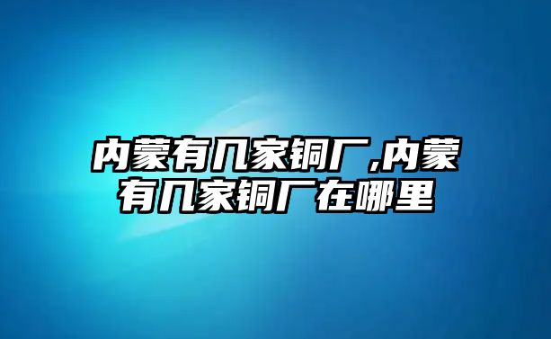 內蒙有幾家銅廠,內蒙有幾家銅廠在哪里