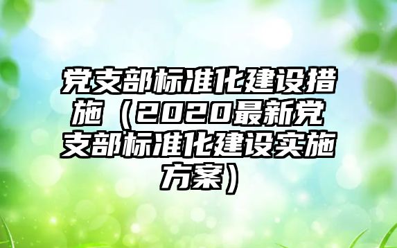 黨支部標準化建設(shè)措施（2020最新黨支部標準化建設(shè)實施方案）