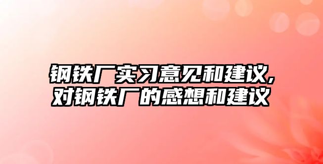 鋼鐵廠實(shí)習(xí)意見和建議,對鋼鐵廠的感想和建議