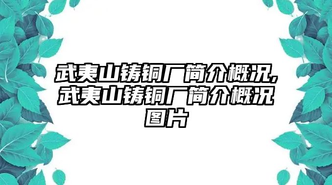 武夷山鑄銅廠簡(jiǎn)介概況,武夷山鑄銅廠簡(jiǎn)介概況圖片