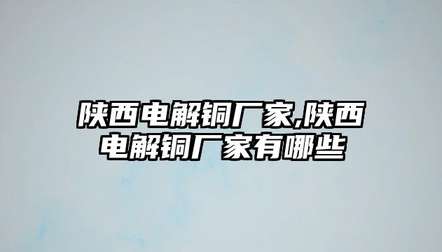 陜西電解銅廠家,陜西電解銅廠家有哪些