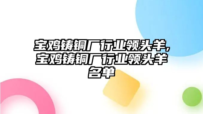 寶雞鑄銅廠行業(yè)領頭羊,寶雞鑄銅廠行業(yè)領頭羊名單