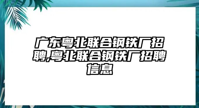 廣東粵北聯(lián)合鋼鐵廠招聘,粵北聯(lián)合鋼鐵廠招聘信息