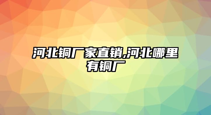 河北銅廠家直銷,河北哪里有銅廠