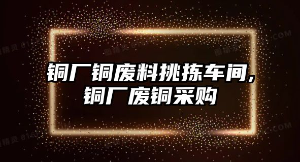 銅廠銅廢料挑揀車間,銅廠廢銅采購